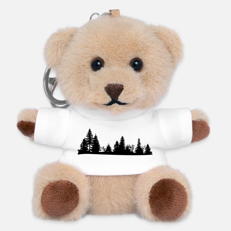 Black silhouette of a forest - Teddy Keyring - white