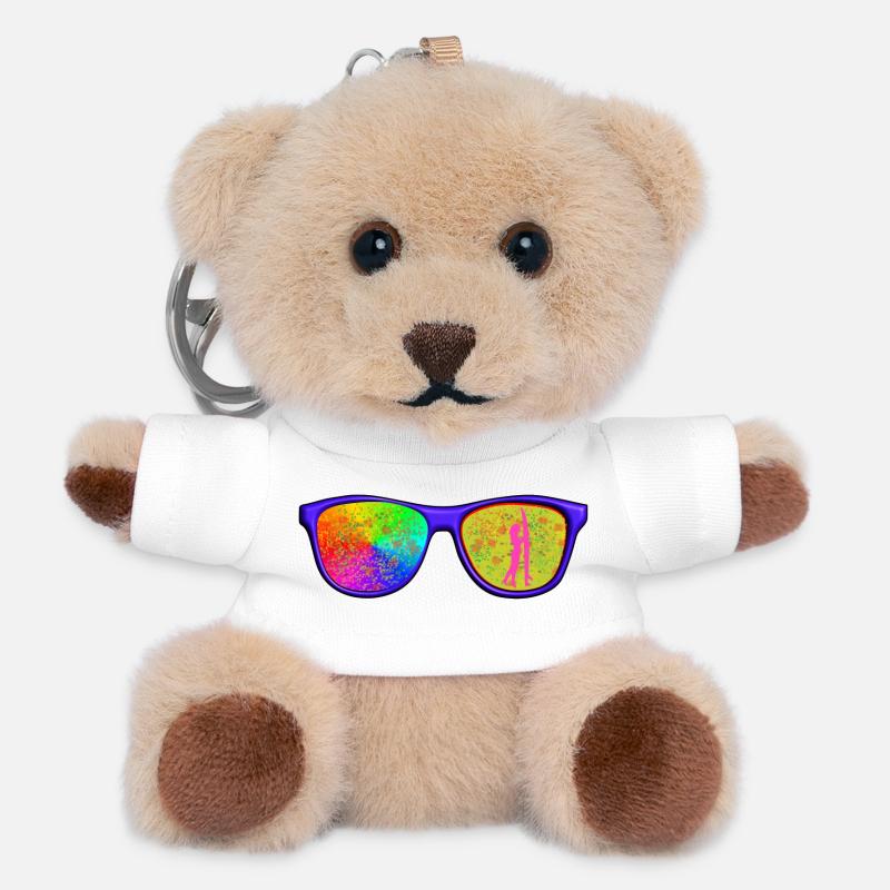Cap with glasses - Teddy Keyring - white