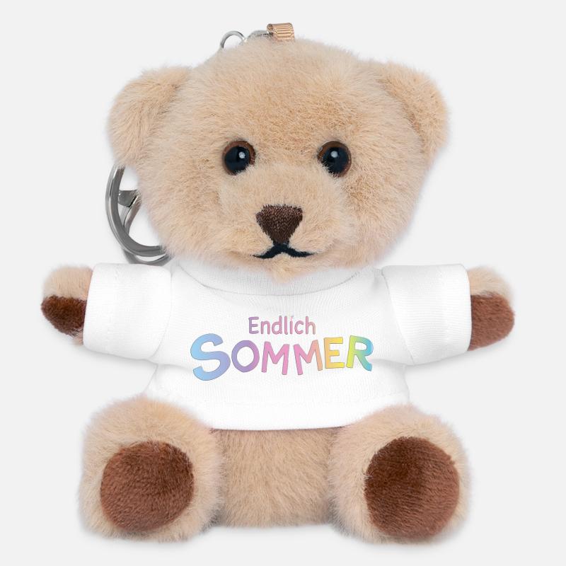 Endlich Sommer Pastellbuchstaben - Teddy Schlüsselanhänger - Weiß