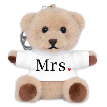 Mrs T-Shirt Wedding Gift Wife Bride Heart - Teddy Keyring - white - Front