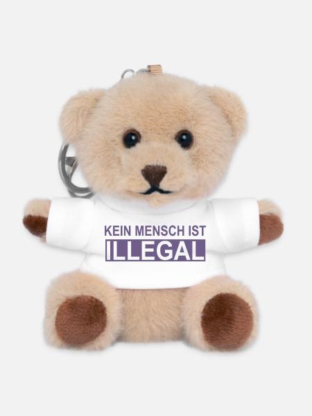 Kein Mensch ist Illegal - Teddy Schlüsselanhänger - Weiß