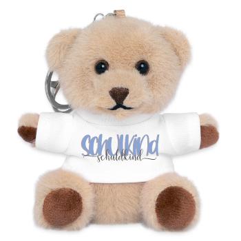 Schulkind Einschulung Grundschule Geschenk - Teddy Schlüsselanhänger - Weiß - Vorne