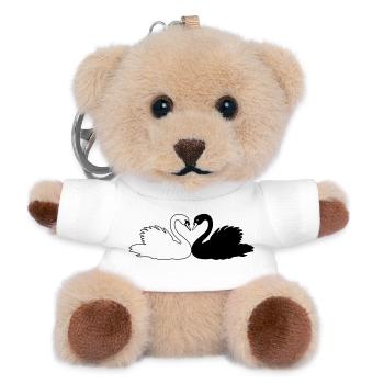 Schwarz-weiße Schwanenschattenfigur - Teddy Schlüsselanhänger - Weiß - Vorne