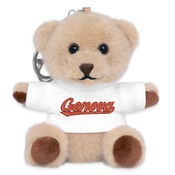 Genova Retro Schriftzug Logo - Teddy Schlüsselanhänger - Weiß - Vorne