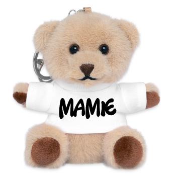 MAMIE. FÊTE DES MÈRES. BONNE FÊTE MAMIE. JE T'AIME - Porte-clés ourson - blanc - Devant