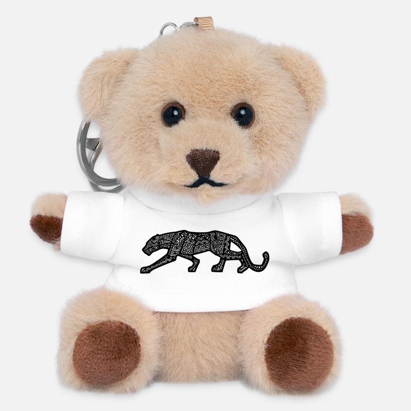 panthère design inca - Porte-clés ourson - blanc