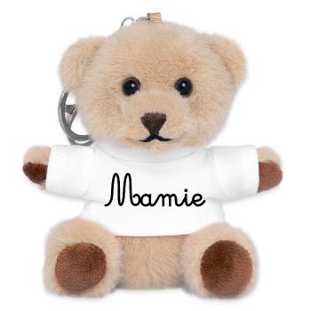 MAMIE. GRAND-MERE. FÊTE DES MÈRES. BONNE FÊTE - Porte-clés ourson - blanc - Devant
