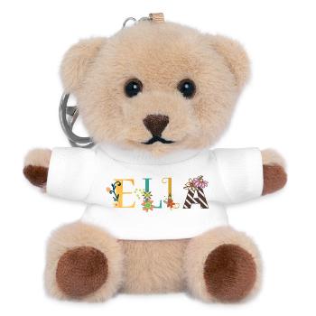 ELLA Name Art With Flowers Embroidered - Teddy Keyring - white - Front
