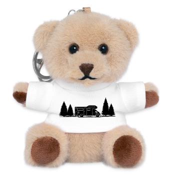 Shadow Camper im Wald mit Fichte - Teddy Schlüsselanhänger - Weiß - Vorne
