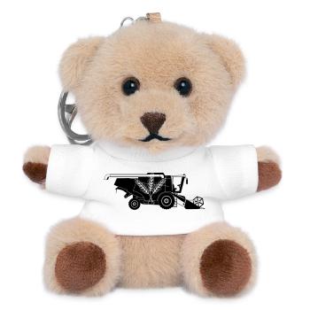 Combine Harvester with Three Grain Stalks Logo - Teddy Keyring - white - Front