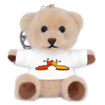 2 snails kiss two slugs couple love - Teddy Keyring - white - Front