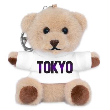 Neon-Tokio-Skyline-Nachtdesign - Teddy Schlüsselanhänger - Weiß - Vorne