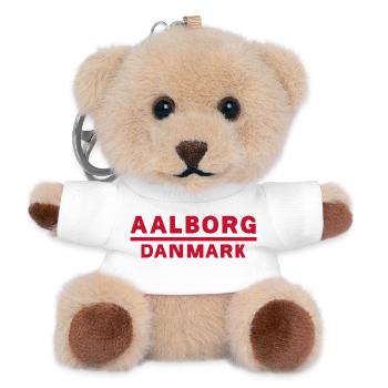 Aalborg, Danemark, Rouge Conception de texte - Porte-clés ourson - blanc - Devant