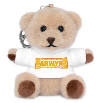Arwyn Graffiti Name Print - Teddy Keyring - white - Front