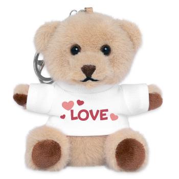 LOVE and Pastel Hearts Fancy Drawing - Teddy Keyring - white - Front