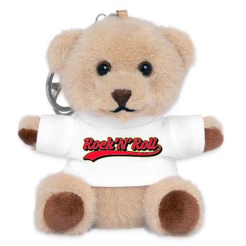 Rock 'N' Roll Retro Script Logo - Teddy Keyring - white - Front