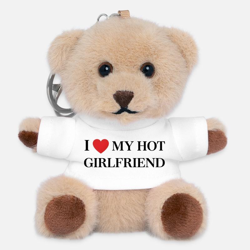 I Love My Hot Girlfriend – Typography - Teddy Keyring - white