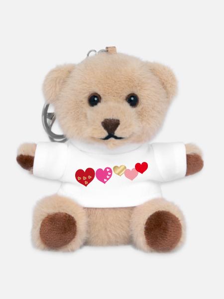  Herzen - Teddy Schlüsselanhänger - Weiß