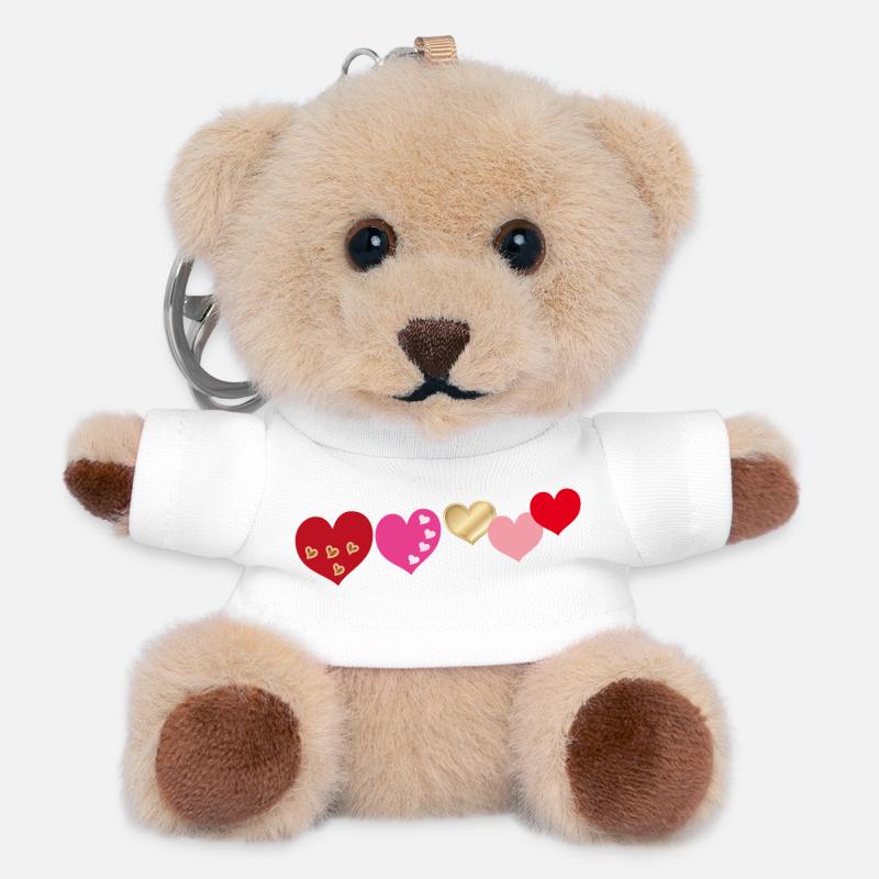  Herzen - Teddy Schlüsselanhänger - Weiß