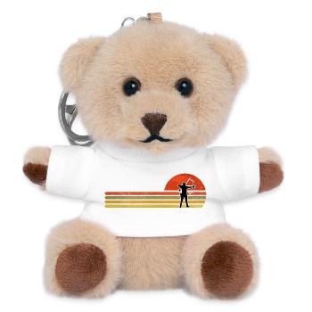 Retro Sonnenuntergang Bogenschütze Silhouette - Teddy Schlüsselanhänger - Weiß - Vorne