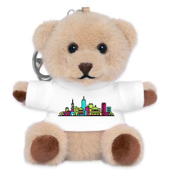 Kyoto City Skyline Temple Pagoda Modern Art - Teddy Keyring - white - Front