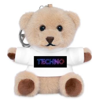 Techno Neon Glitch Text - Teddy Keyring - white - Front