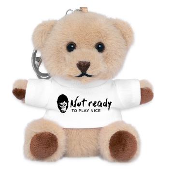 Guerrilla Girl – not ready to play nice - Teddy Keyring - white - Front