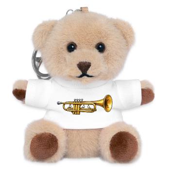 Goldene Trompete Jazz Flair - Teddy Schlüsselanhänger - Weiß - Vorne
