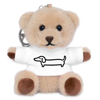 Dackel Line Art – Lustiges Hunde Design - Teddy Schlüsselanhänger - Weiß - Vorne