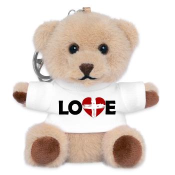 England Heart Brushstroke Cross - Teddy Keyring - white - Front