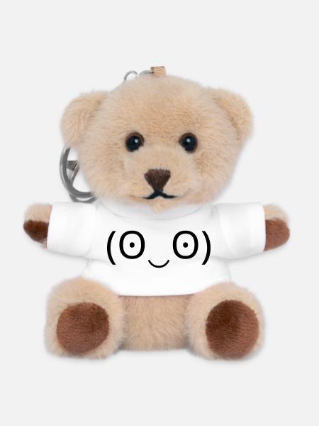 Émoticône stupéfait (ʘ‿ʘ) grands yeux - Porte-clés ourson - blanc