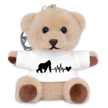 Monkey Heartbeat Heart - Teddy Keyring - white - Front