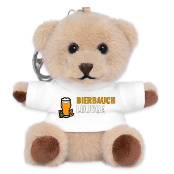 Bierbauch Lounge – lustiges Bier Motiv für Männer - Teddy Schlüsselanhänger - Weiß - Vorne