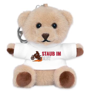 Staub im Blut – Motocross Shirt Geschenkidee - Teddy Schlüsselanhänger - Weiß - Vorne