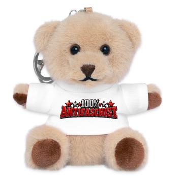 100% Antifaschist! - Teddy Schlüsselanhänger - Weiß - Vorne