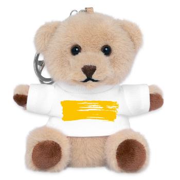 Gelber Streifen / Pinselstrich - Rechteck Balken - Teddy Schlüsselanhänger - Weiß - Vorne