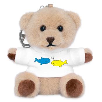 Fröhliche Fische Blau Gelb - Teddy Schlüsselanhänger - Weiß - Vorne