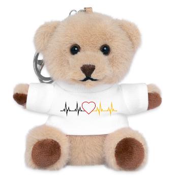 Deutschland Herzschlag  - Teddy Schlüsselanhänger - Weiß - Vorne