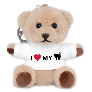 i love my cat - Teddy Keyring - white - Front