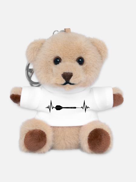 cool frequency heartbeat pulse logo text play there - Teddy Keyring - white