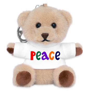 Colored letters with the word peace "Peace" - Teddy Keyring - white - Front