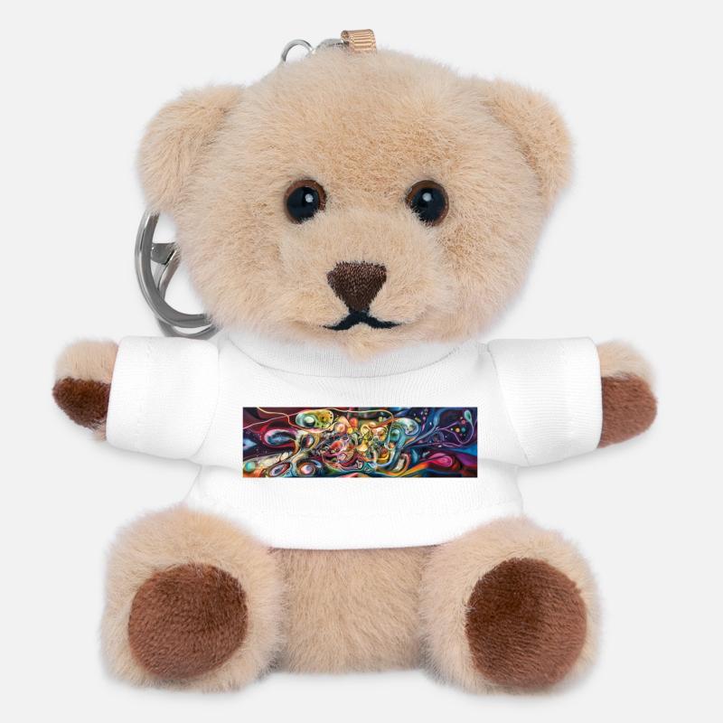 Cosmic Swirl Abstract Nebula - Teddy Keyring - white