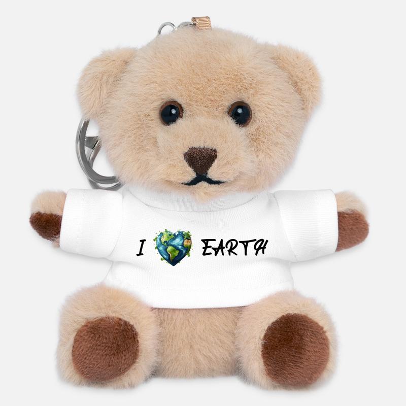 Ich Liebe Die Erde - Teddy Schlüsselanhänger - Weiß