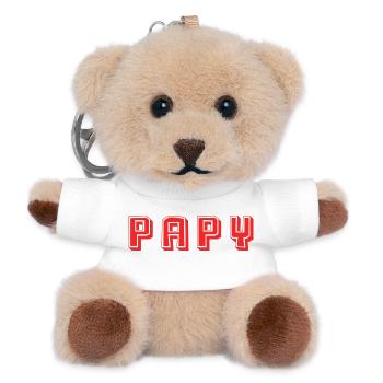 PAPY. FÊTE DES PÈRES. BONNE FÊTE PAPY. JE T'AIME. - Porte-clés ourson - blanc - Devant