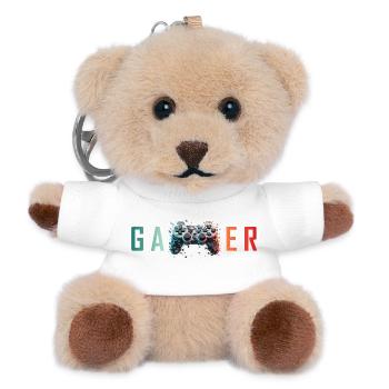 Gamer Schriftzug bunt Controller Splatter - Teddy Schlüsselanhänger - Weiß - Vorne