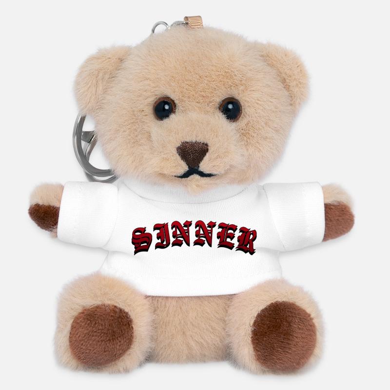 Sinner - Teddy Keyring - white