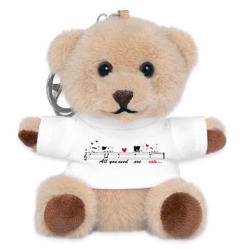 Singende Katzen mit Melodie f. helle Kleidung - Teddy Schlüsselanhänger - Weiß - Vorne