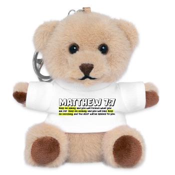Matthew 7:7 | Bible Quote - Teddy Keyring - white - Front