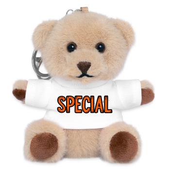 Schild mit Sonderangebot - Teddy Schlüsselanhänger - Weiß - Vorne