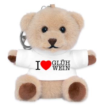I love Glühwein Weihnachten Spruch - Teddy Schlüsselanhänger - Weiß - Vorne